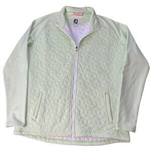 Footjoy FJ Quilted Hybrid Jacket Women's M Green Full Zip Microstripe Golf |‎ G1